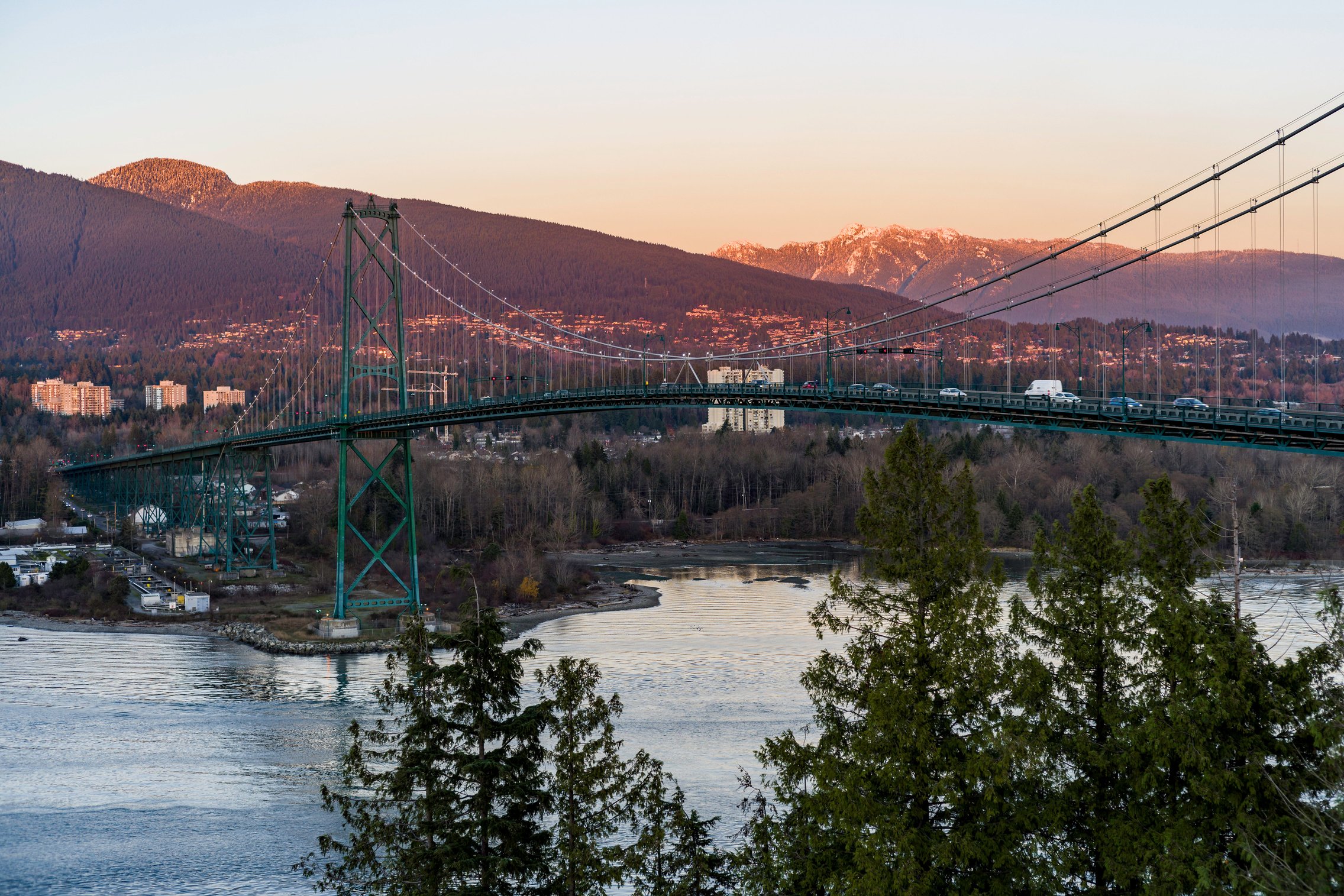 North Vancouver Lions Gate Bridge Sunset